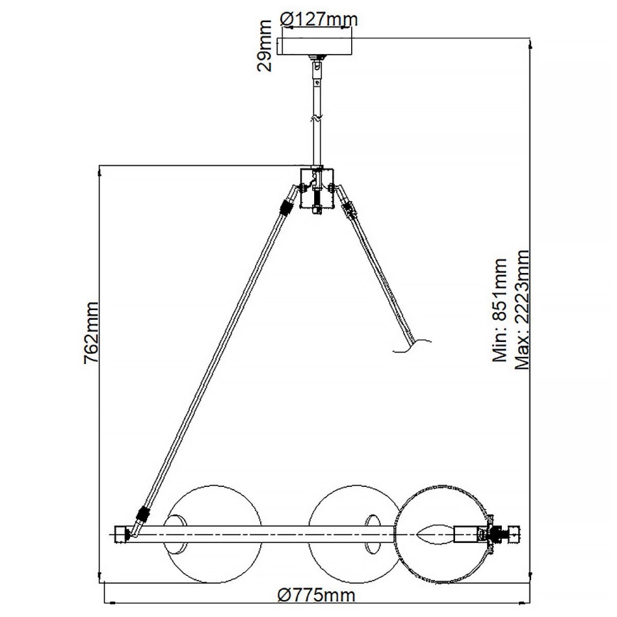 Quintiesse - Полилей на штанга HARPER 5xE14/60W/230V pr. 77,5 cm лъскав хром/димчато
