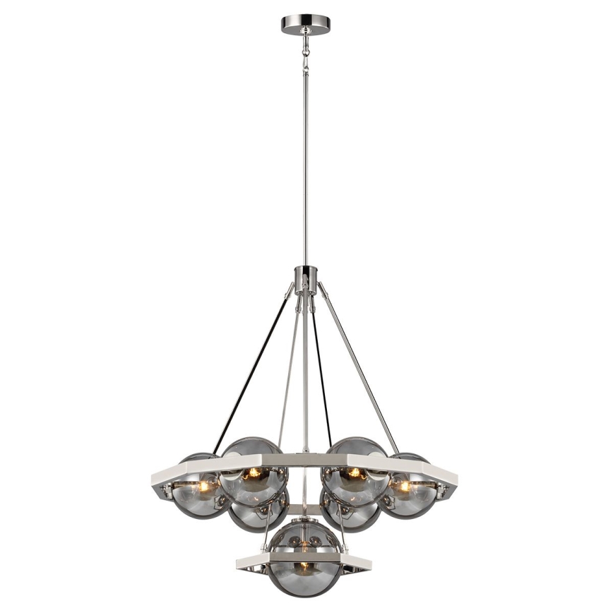 Quintiesse - Полилей на тръба HARPER 7xE14/60W/230V диаметър 81,3 cm лъскав хром/опушено стъкло