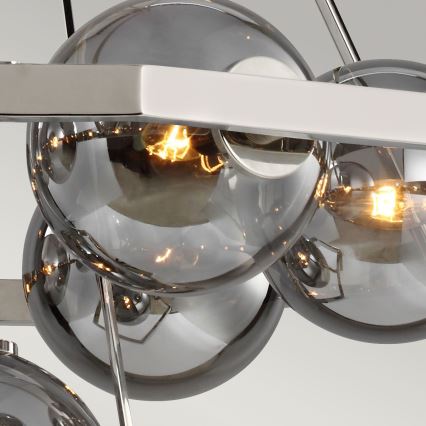 Quintiesse - Полилей на тръба HARPER 7xE14/60W/230V диаметър 81,3 cm лъскав хром/опушено стъкло