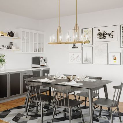 Quintiesse - Полилей на тръба KIMROSE 10xE14/40W/230V златен