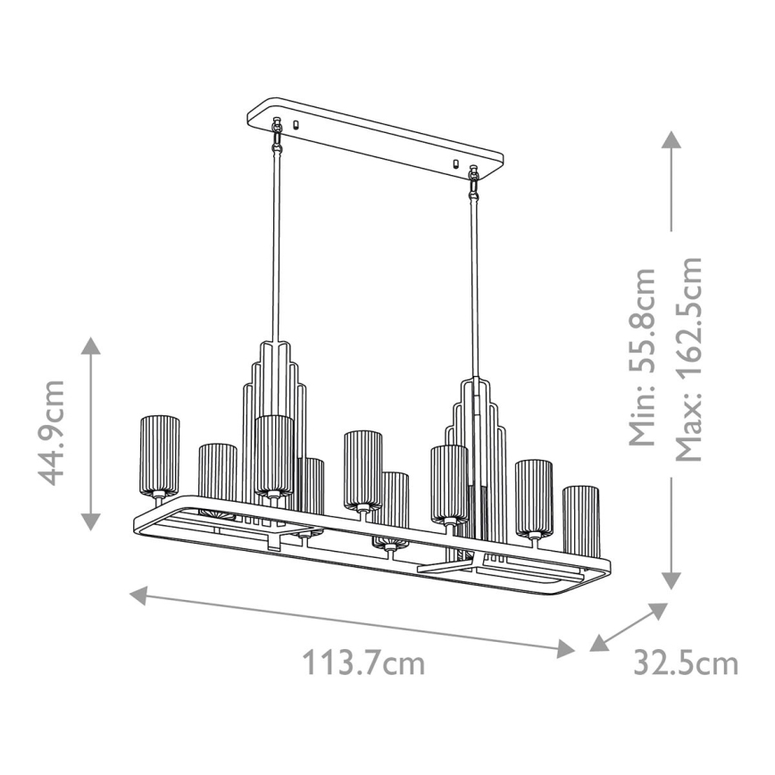 Quintiesse - Полилей на тръба KIMROSE 10xE14/40W/230V лъскав хром