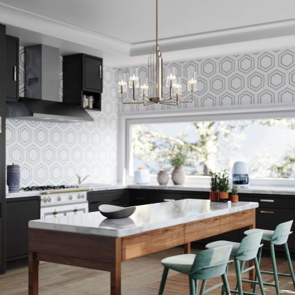 Quintiesse - Полилей на тръба KIMROSE 6xE14/40W/230V Ø 68,6 cm, лъскав хром