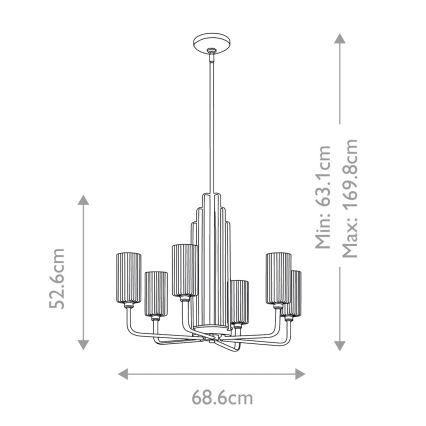 Quintiesse - Полилей на тръба KIMROSE 6xE14/40W/230V Ø 68,6 cm, лъскав хром