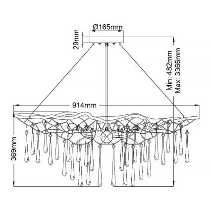 Quintiesse - Полилей на кабел LAGUNA 6xE14/40W/230V Ø 91,4 см златен