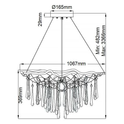 Quintiesse - Полилей на кабел LAGUNA 8xE14/40W/230V Ø 106,7 см, златен