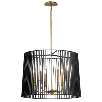 Quintiesse - Полилей на прът LINARA 6xE14/60W/230V диаметър 66 см черно/златно