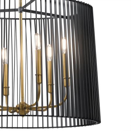 Quintiesse - Полилей на прът LINARA 6xE14/60W/230V диаметър 66 см черно/златно
