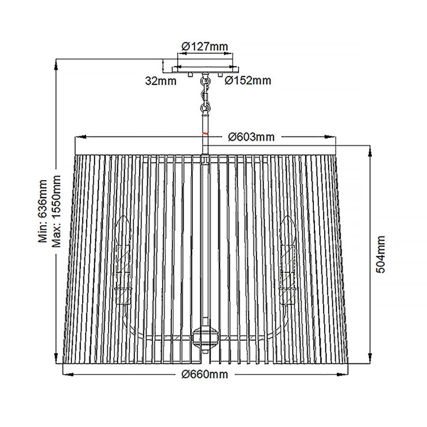 Quintiesse - Полилей на прът LINARA 6xE14/60W/230V диаметър 66 см черно/златно