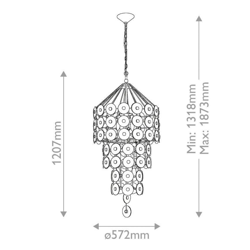 Quintiesse - Полилей на верига MERIDIAN 9xE14/40W/230V диам. 57,2 см златен