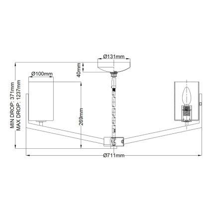 Quintiesse - Полилей на прът NYE 6xE14/40W/230V диаметър 71,1 см матов хром