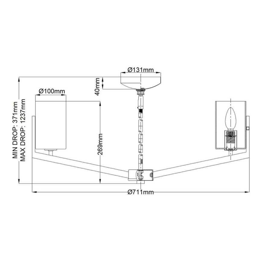 Quintiesse - Полилей на прът NYE 6xE14/40W/230V диаметър 71,1 см матов хром