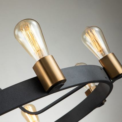 Quintiesse - Полилей на штанга SILAS 8xE27/60W/230V Ø 82,9 cm черно/златисто