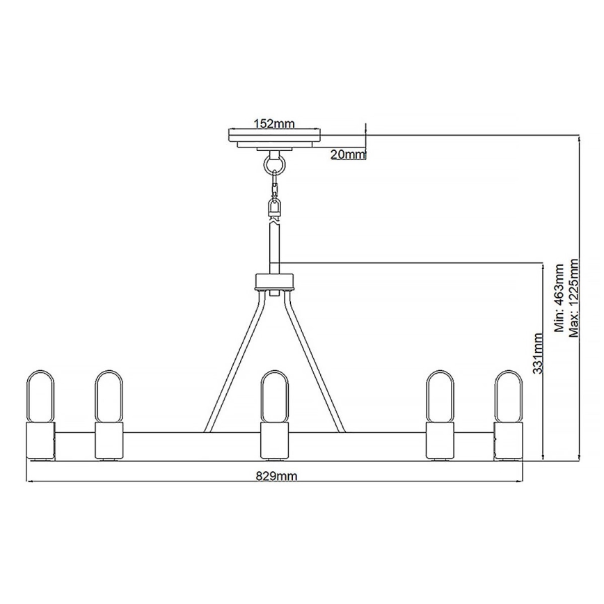Quintiesse - Полилей на штанга SILAS 8xE27/60W/230V Ø 82,9 cm черно/златисто