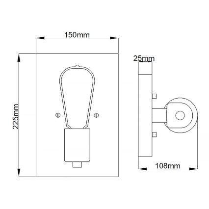 Quintiesse - Настенно осветително тяло SILAS 1xE27/60W/230V черно/златно