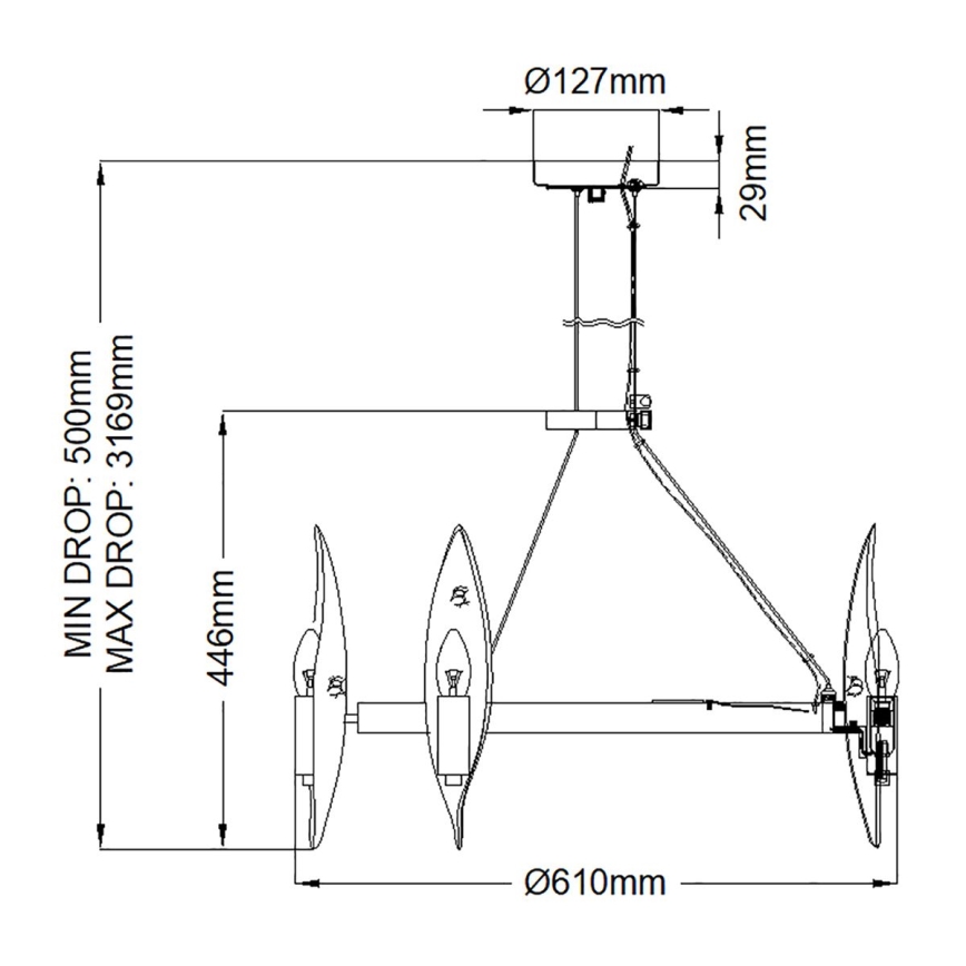 Quintiesse - Полилей на кабел WILLOW 6xE14/40W/230V Ø 61 см златист/черен