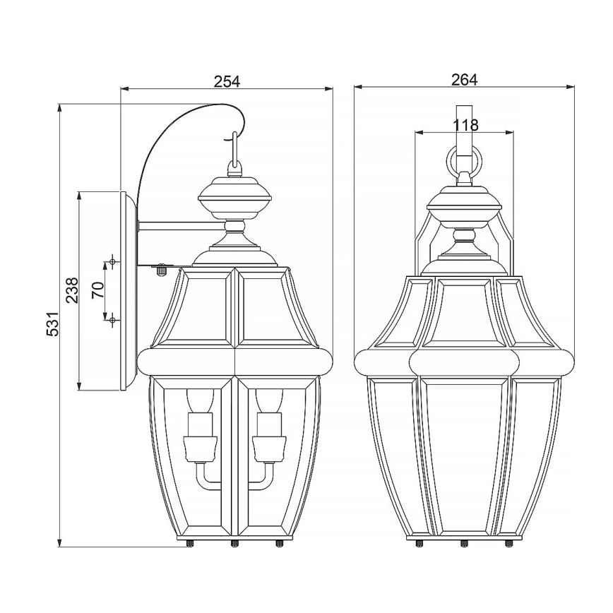 Quoizel - Екстериорен аплик NEWBURY 2xE14/60W/230V IP44