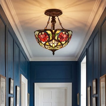 Quoizel - Плафон в стил Tiffany LARISSA 2xE27/60W/230V, диаметър 35 см