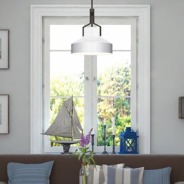 Quoizel - Полилей на тръба BRECKEN 2xE27/60W/230V черен/бял