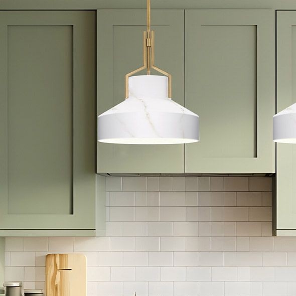 Quoizel - Полилей с прът BRECKEN 2xE27/60W/230V златист/мраморен декор