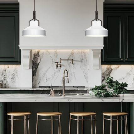 Quoizel - Полилей на тръба BRECKEN 2xE27/60W/230V черен/бял