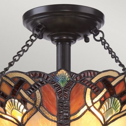 Quoizel - Таванно осветително тяло в стил Tiffany CAMBRIDGE 2xE27/100W/230V