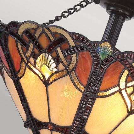 Quoizel - Таванно осветително тяло в стил Tiffany CAMBRIDGE 2xE27/100W/230V