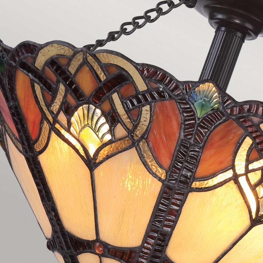 Quoizel - Таванно осветително тяло в стил Tiffany CAMBRIDGE 2xE27/100W/230V