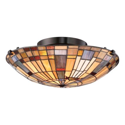 Quoizel - Таванно осветително тяло Tiffany INGLENOOK 2xE27/60W/230V Ø 40,7 см