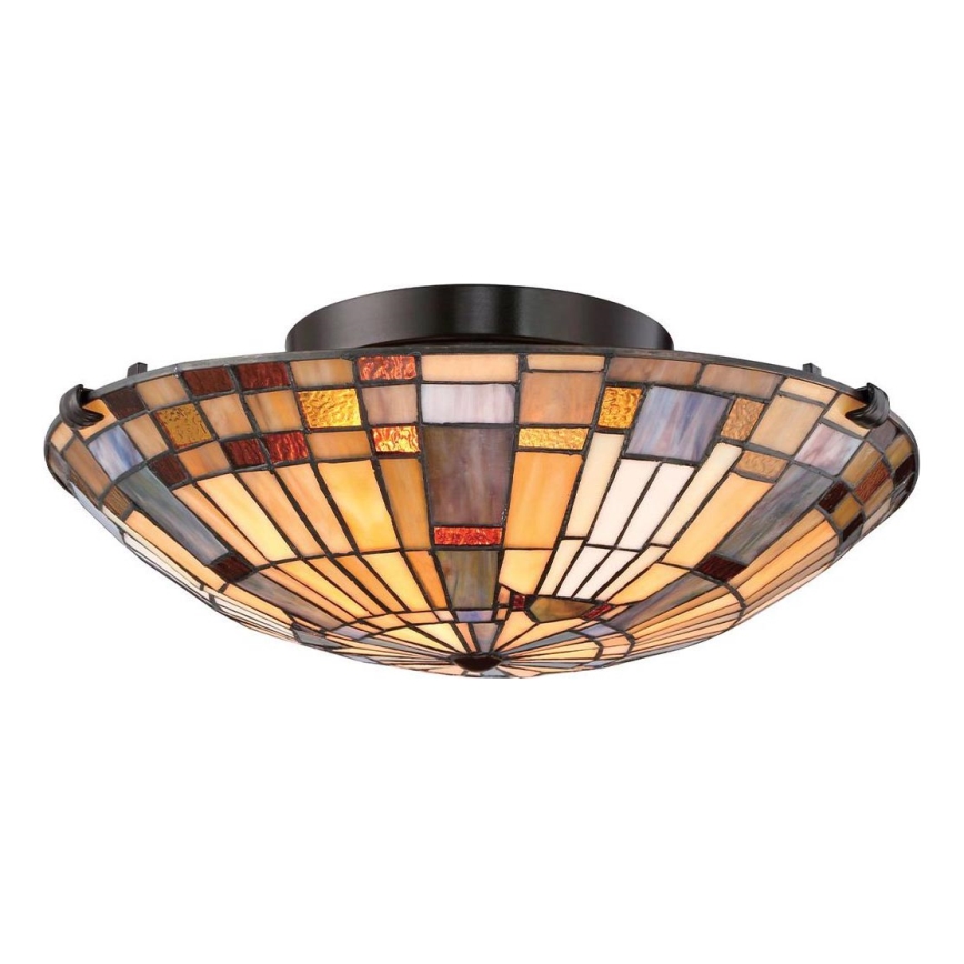 Quoizel - Таванно осветително тяло Tiffany INGLENOOK 2xE27/60W/230V Ø 40,7 см