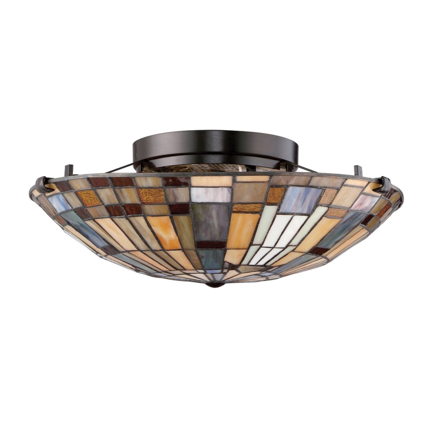 Quoizel - Таванно осветително тяло Tiffany INGLENOOK 2xE27/60W/230V Ø 40,7 см