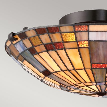 Quoizel - Таванно осветително тяло Tiffany INGLENOOK 2xE27/60W/230V Ø 40,7 см