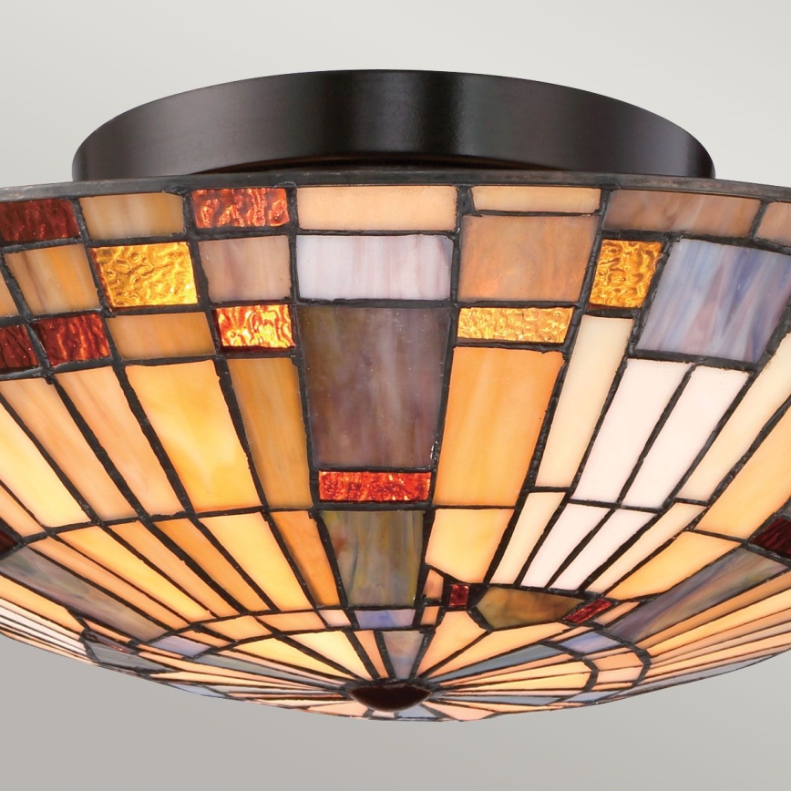 Quoizel - Таванно осветително тяло Tiffany INGLENOOK 2xE27/60W/230V Ø 40,7 см