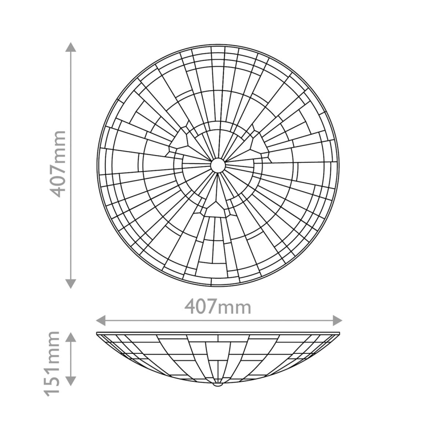 Quoizel - Таванно осветително тяло Tiffany INGLENOOK 2xE27/60W/230V Ø 40,7 см