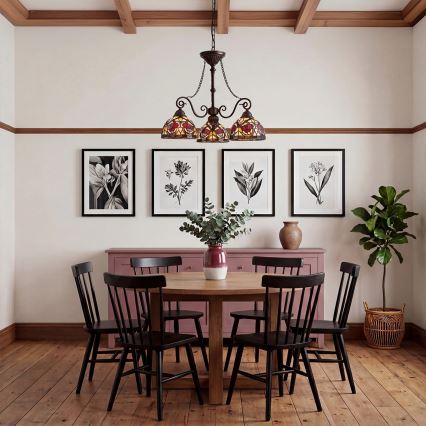 Quoizel - Полилей на верига Tiffany LARISSA 3xE27/60W/230V Ø 63,6 cm