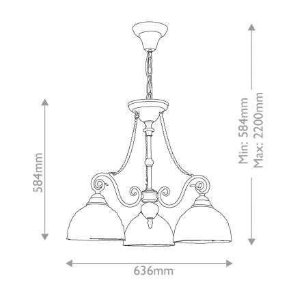 Quoizel - Полилей на верига Tiffany LARISSA 3xE27/60W/230V Ø 63,6 cm