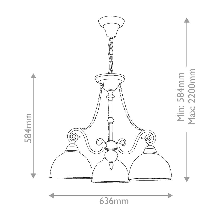 Quoizel - Полилей на верига Tiffany LARISSA 3xE27/60W/230V Ø 63,6 cm