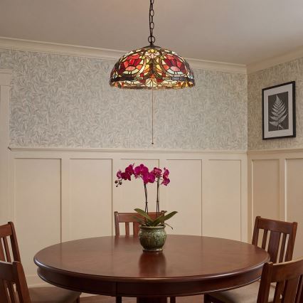 Quoizel - Полилей на верига Tiffany LARISSA 3xE27/60W/230V диаметър 38,5 cm