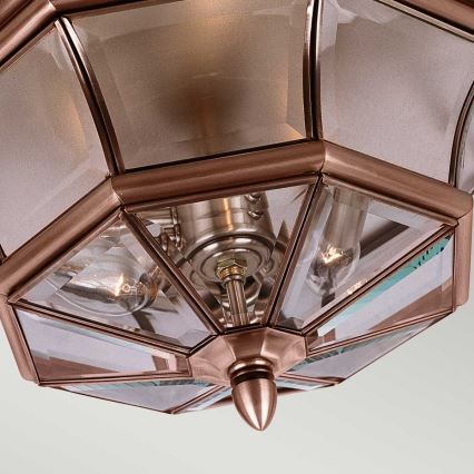 Quoizel - Външно таванно осветително тяло NEWBURY 3xE14/60W/230V IP44, медно