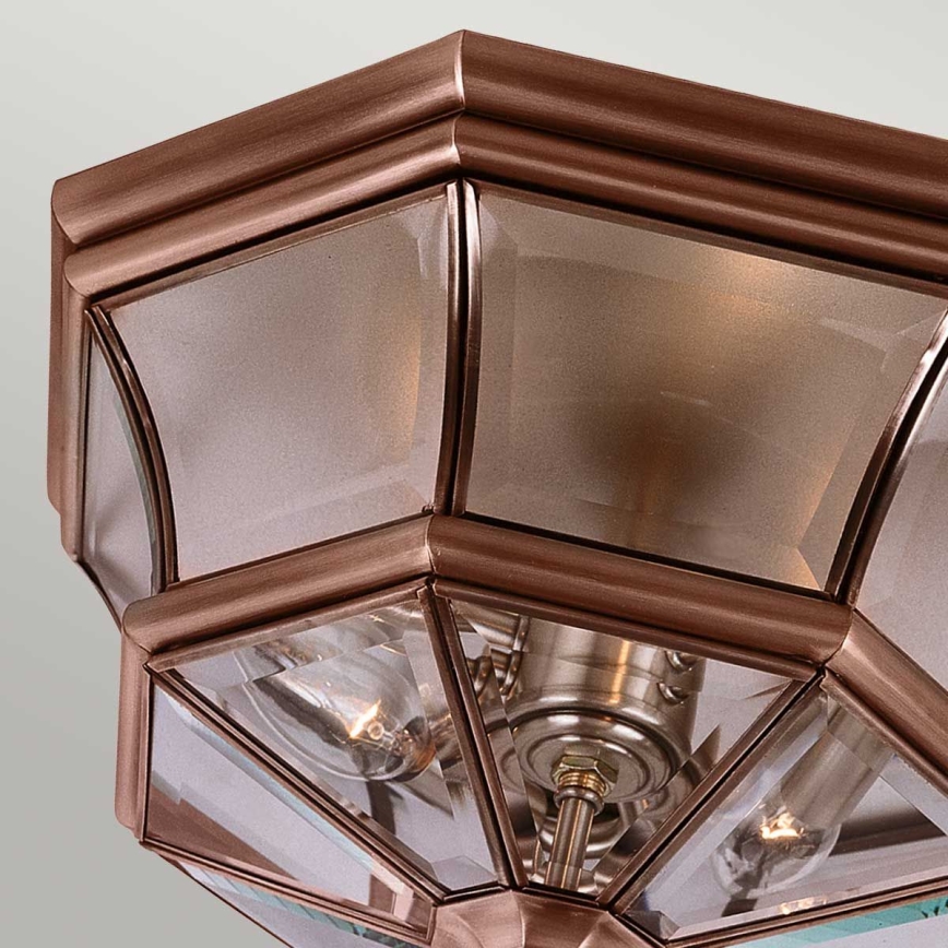 Quoizel - Външно таванно осветително тяло NEWBURY 3xE14/60W/230V IP44, медно