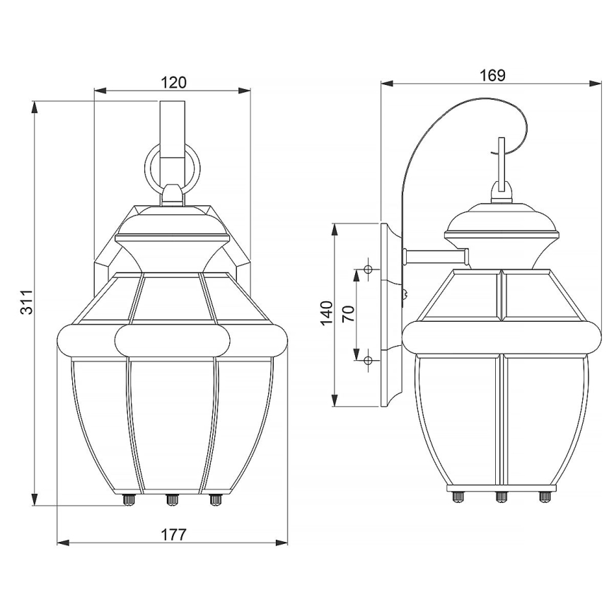Quoizel - Външно стенно осветително тяло NEWBURY 1xE27/60W/230V IP44 медно покритие