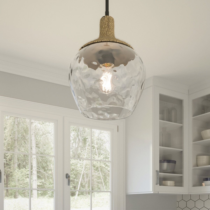 Quoizel - Висящ полилей ROYER 1xE27/60W/230V Ø 30,2 cm прозрачен/черен/бежов
