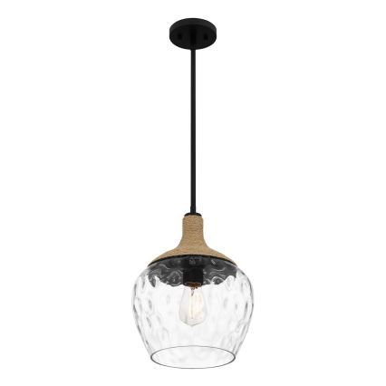 Quoizel - Висящ полилей ROYER 1xE27/60W/230V Ø 30,2 cm прозрачен/черен/бежов