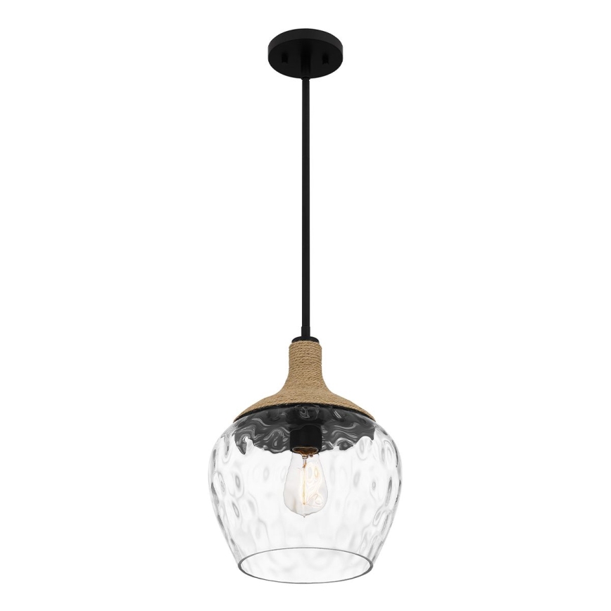 Quoizel - Висящ полилей ROYER 1xE27/60W/230V Ø 30,2 cm прозрачен/черен/бежов