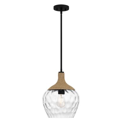 Quoizel - Висящ полилей ROYER 1xE27/60W/230V Ø 30,2 cm прозрачен/черен/бежов