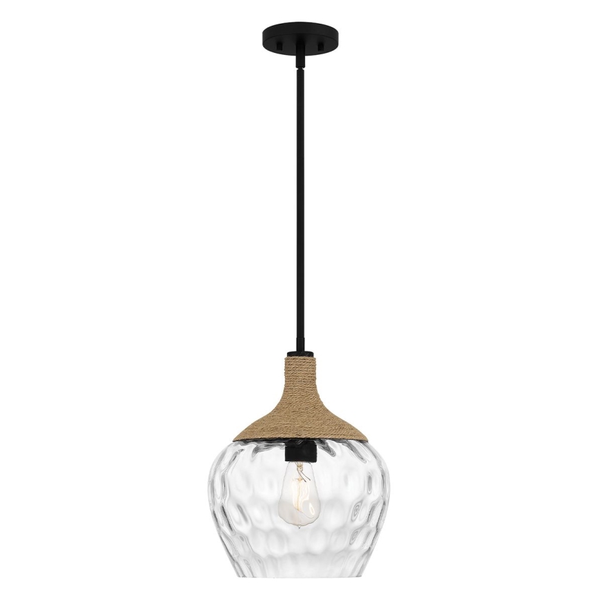 Quoizel - Висящ полилей ROYER 1xE27/60W/230V Ø 30,2 cm прозрачен/черен/бежов