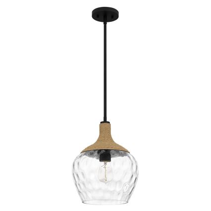 Quoizel - Висящ полилей ROYER 1xE27/60W/230V Ø 30,2 cm прозрачен/черен/бежов
