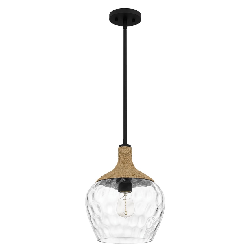 Quoizel - Висящ полилей ROYER 1xE27/60W/230V Ø 30,2 cm прозрачен/черен/бежов