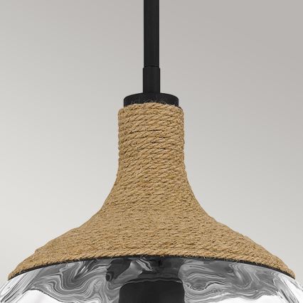Quoizel - Висящ полилей ROYER 1xE27/60W/230V Ø 30,2 cm прозрачен/черен/бежов
