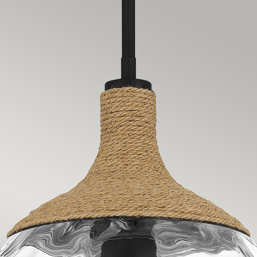 Quoizel - Висящ полилей ROYER 1xE27/60W/230V Ø 30,2 cm прозрачен/черен/бежов