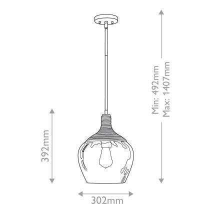Quoizel - Висящ полилей ROYER 1xE27/60W/230V Ø 30,2 cm прозрачен/черен/бежов